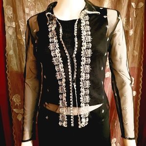Sheer Black Embroidered Top